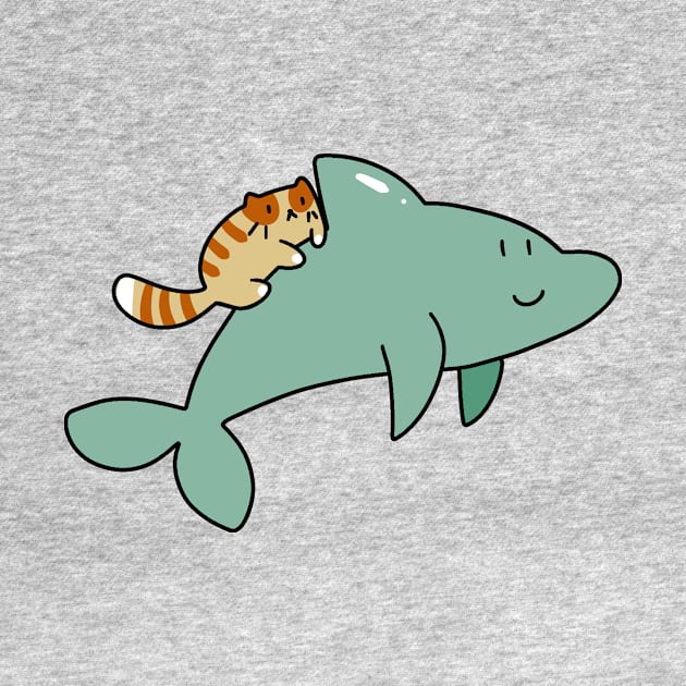 Dolphin with Orange Tabby Cat by saradaboru